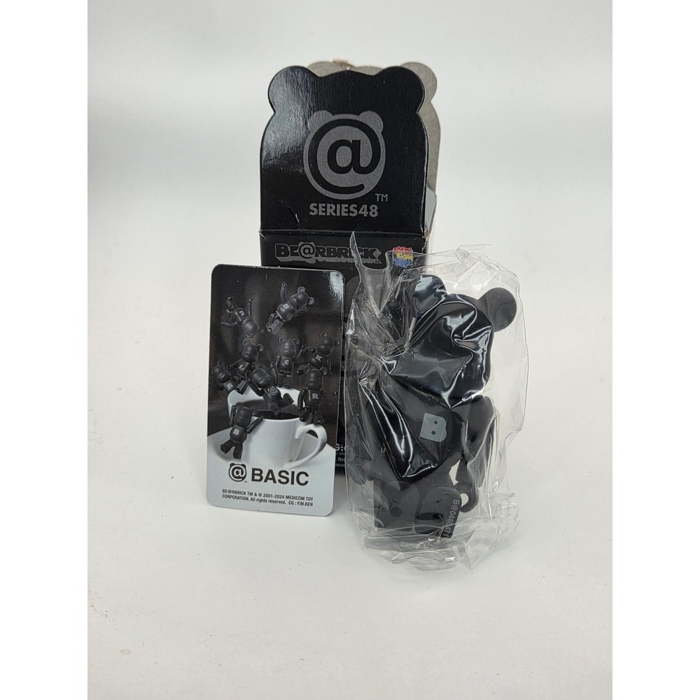 Medicom Toy Be@rbrick Series 48 Basic B 100% Figure Black 2024 Sealed Bag w/card
